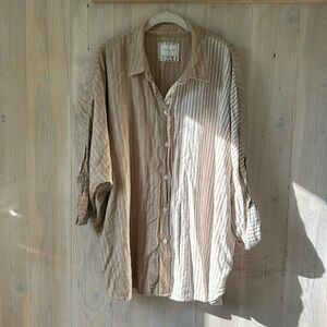 American Eagle Outfitters Brown Striped Button Down Shirt